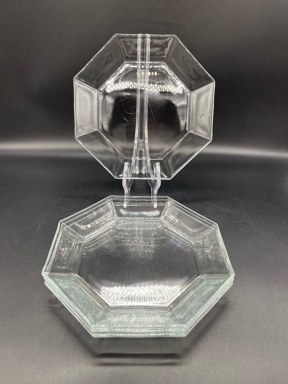 Arcoroc Octime Octagon Clear Glass Set of 4 Salad Plates 7" France